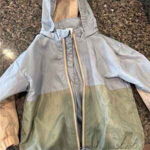 Colorblock Light Blue and Sage Green Rain Jacket